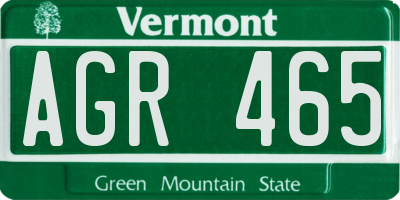 VT license plate AGR465