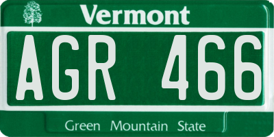 VT license plate AGR466