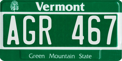VT license plate AGR467