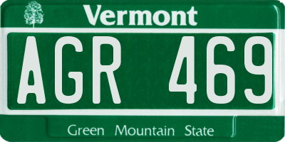 VT license plate AGR469