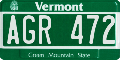 VT license plate AGR472