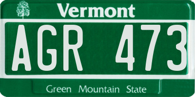 VT license plate AGR473