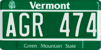 VT license plate AGR474