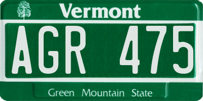 VT license plate AGR475