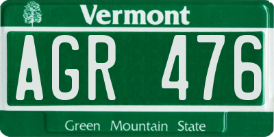 VT license plate AGR476