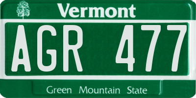 VT license plate AGR477