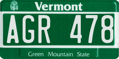 VT license plate AGR478