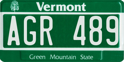 VT license plate AGR489