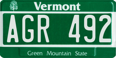VT license plate AGR492