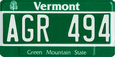 VT license plate AGR494