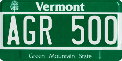 VT license plate AGR500