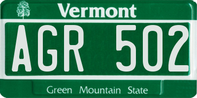 VT license plate AGR502