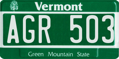 VT license plate AGR503