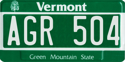 VT license plate AGR504