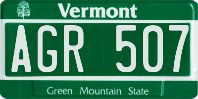 VT license plate AGR507