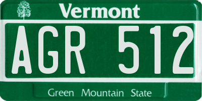 VT license plate AGR512
