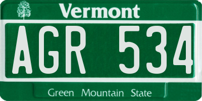 VT license plate AGR534