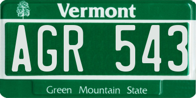 VT license plate AGR543