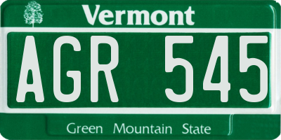 VT license plate AGR545
