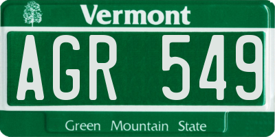 VT license plate AGR549