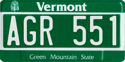 VT license plate AGR551