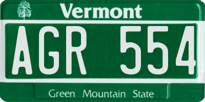 VT license plate AGR554