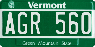 VT license plate AGR560
