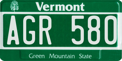 VT license plate AGR580