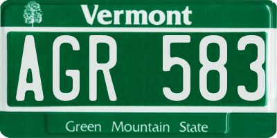 VT license plate AGR583