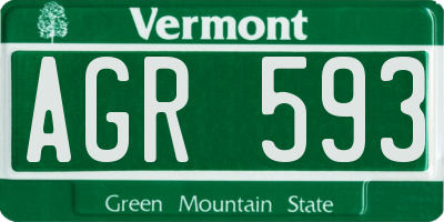 VT license plate AGR593
