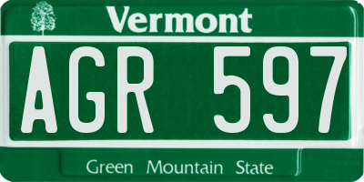 VT license plate AGR597