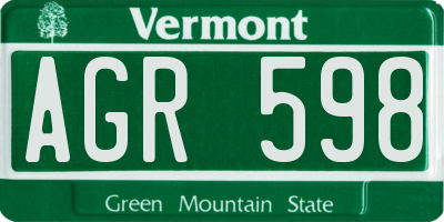VT license plate AGR598
