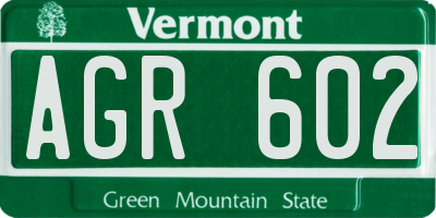 VT license plate AGR602