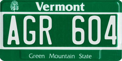 VT license plate AGR604