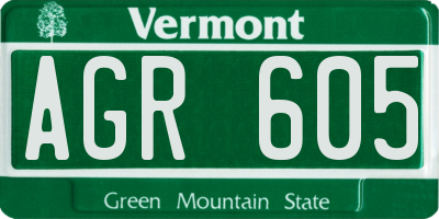 VT license plate AGR605