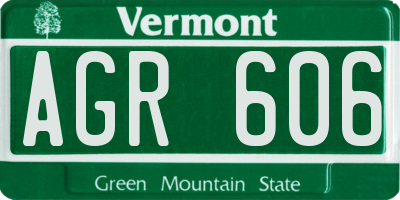 VT license plate AGR606
