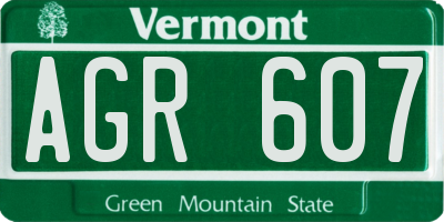 VT license plate AGR607