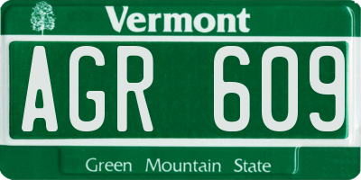 VT license plate AGR609