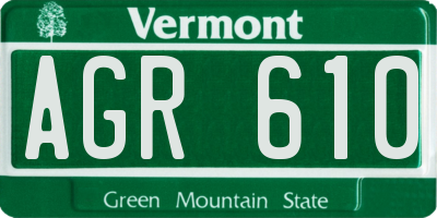 VT license plate AGR610