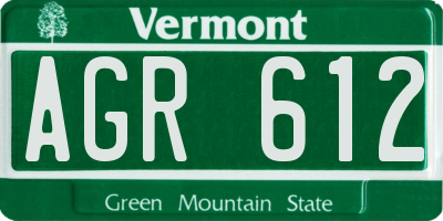 VT license plate AGR612