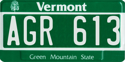 VT license plate AGR613