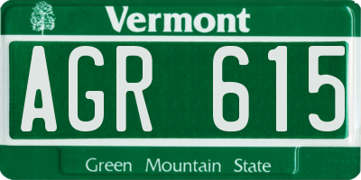VT license plate AGR615