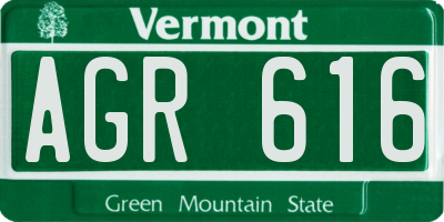 VT license plate AGR616
