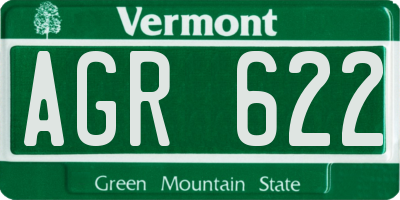 VT license plate AGR622