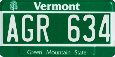 VT license plate AGR634