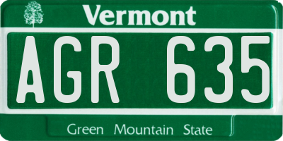 VT license plate AGR635
