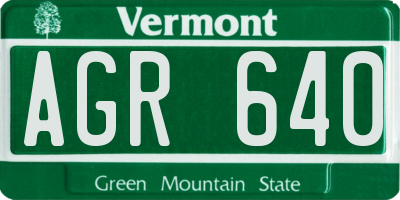 VT license plate AGR640
