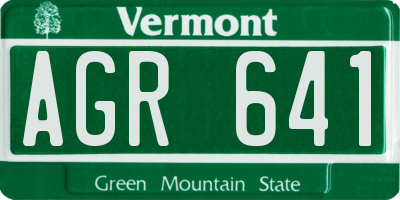 VT license plate AGR641