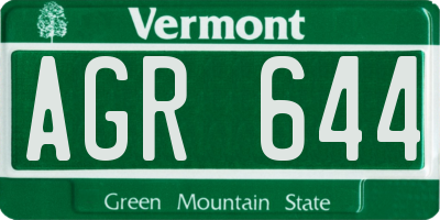 VT license plate AGR644