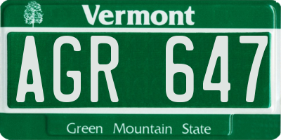 VT license plate AGR647